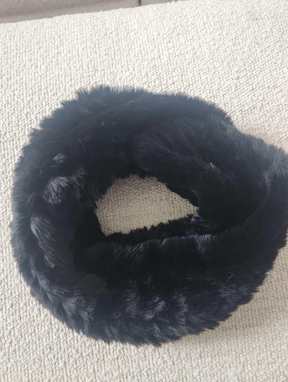 Neiman Marcus Black Faux Fur Infinity Scarf